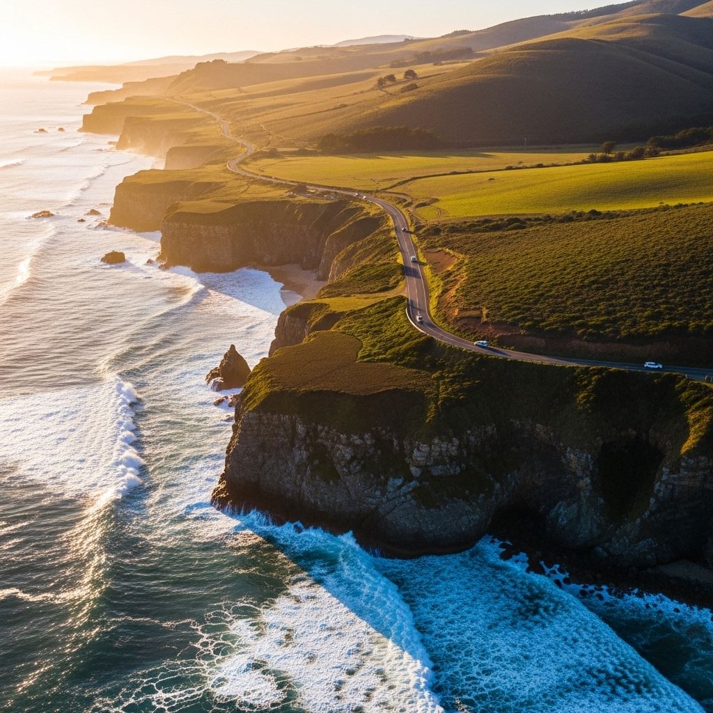Vue aérienne d'une table de travail avec des livres ouverts sur la nutrition, des fiches de notes manuscrites, un stylo et une tasse de thé fumante dans une lumière naturelle matinale douce